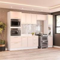 Cozinha Completa com Tampo, Rodapé e Paneleiro Amara 10 Portas 4 Gavetas Creme e Branca - 1