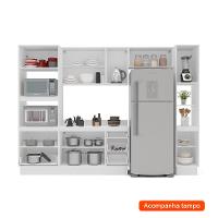 Cozinha Completa com Tampo, Rodapé e Paneleiro Amara 10 Portas 4 Gavetas Creme e Branca - 2