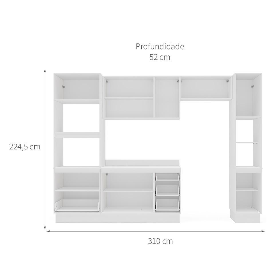Cozinha Completa com Tampo, Paneleiro e Rodapé Meena 10 Portas 4 Gavetas Azul e Branca - 3