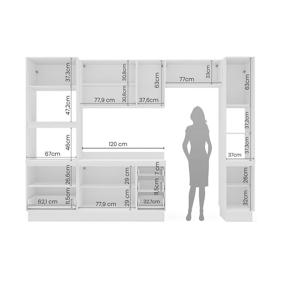 Cozinha Completa com Tampo, Paneleiro e Rodapé Meena 10 Portas 4 Gavetas Azul e Branca - 4