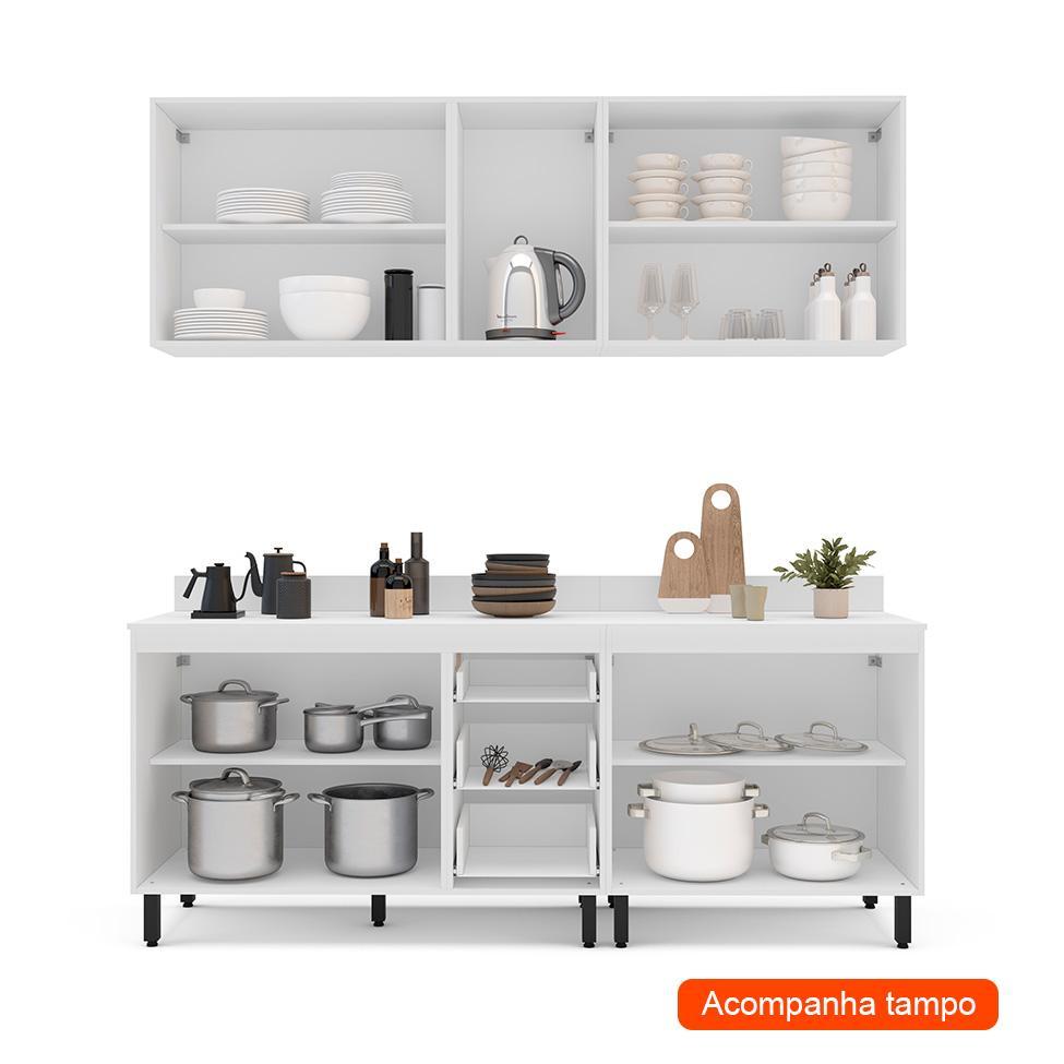 Cozinha Completa com Tampo Meena 9 Portas 3 Gavetas Verde e Branca - 2