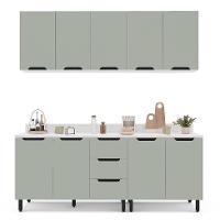 Cozinha Completa com Tampo Meena 9 Portas 3 Gavetas Verde e Branca - 6