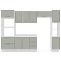 Cozinha Completa com Tampo, Rodapé e Paneleiro Amara 10 Portas 4 Gavetas Verde e Branca - 5