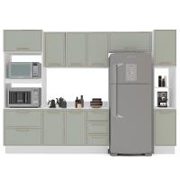 Cozinha Completa com Tampo, Rodapé e Paneleiro Amara 10 Portas 4 Gavetas Verde e Branca - 6