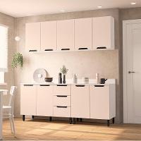 Cozinha Completa com Tampo Meena 9 Portas 3 Gavetas Creme e Branca - 1