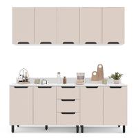 Cozinha Completa com Tampo Meena 9 Portas 3 Gavetas Creme e Branca - 6