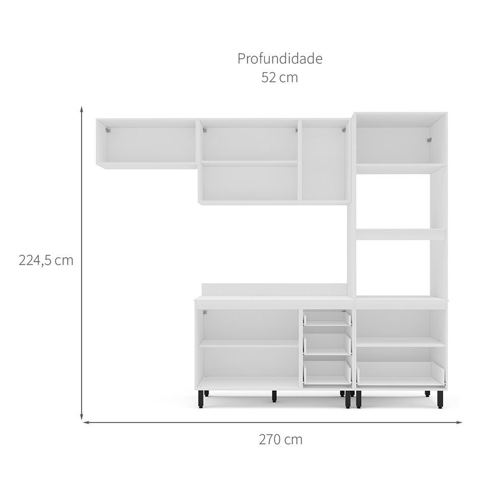 Cozinha Completa com Tampo Meena 8 Portas 4 Gavetas Azul e Branca - 3