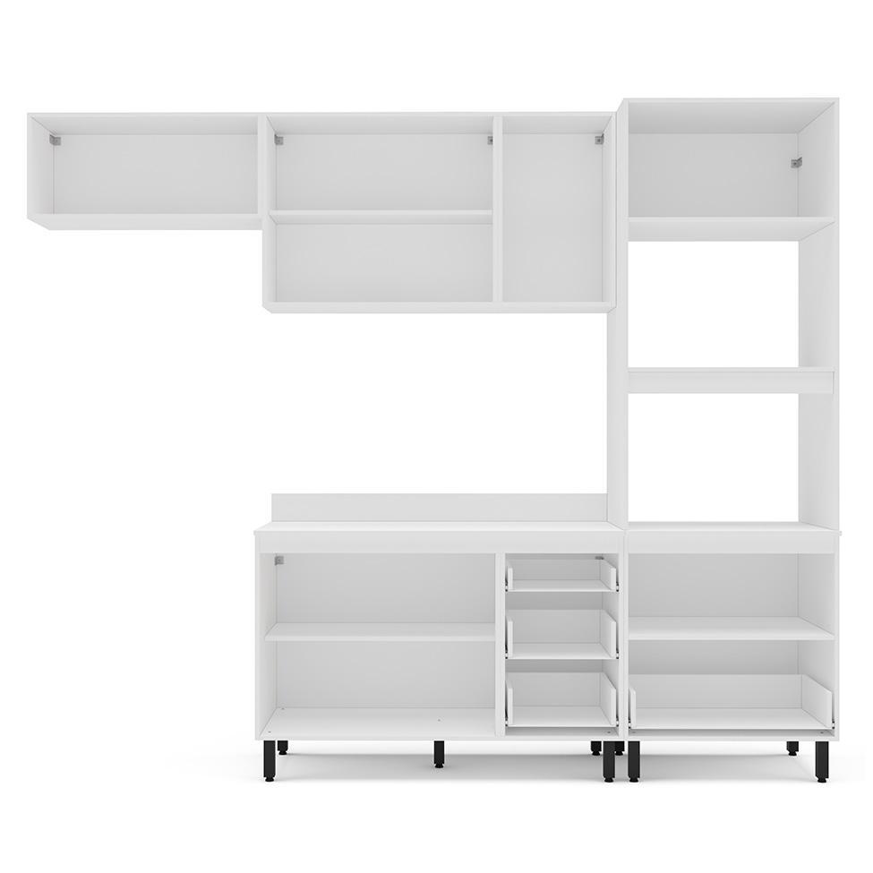 Cozinha Completa com Tampo Meena 8 Portas 4 Gavetas Azul e Branca - 7