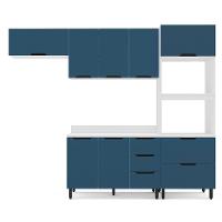 Cozinha Completa com Tampo Meena 8 Portas 4 Gavetas Azul e Branca - 5