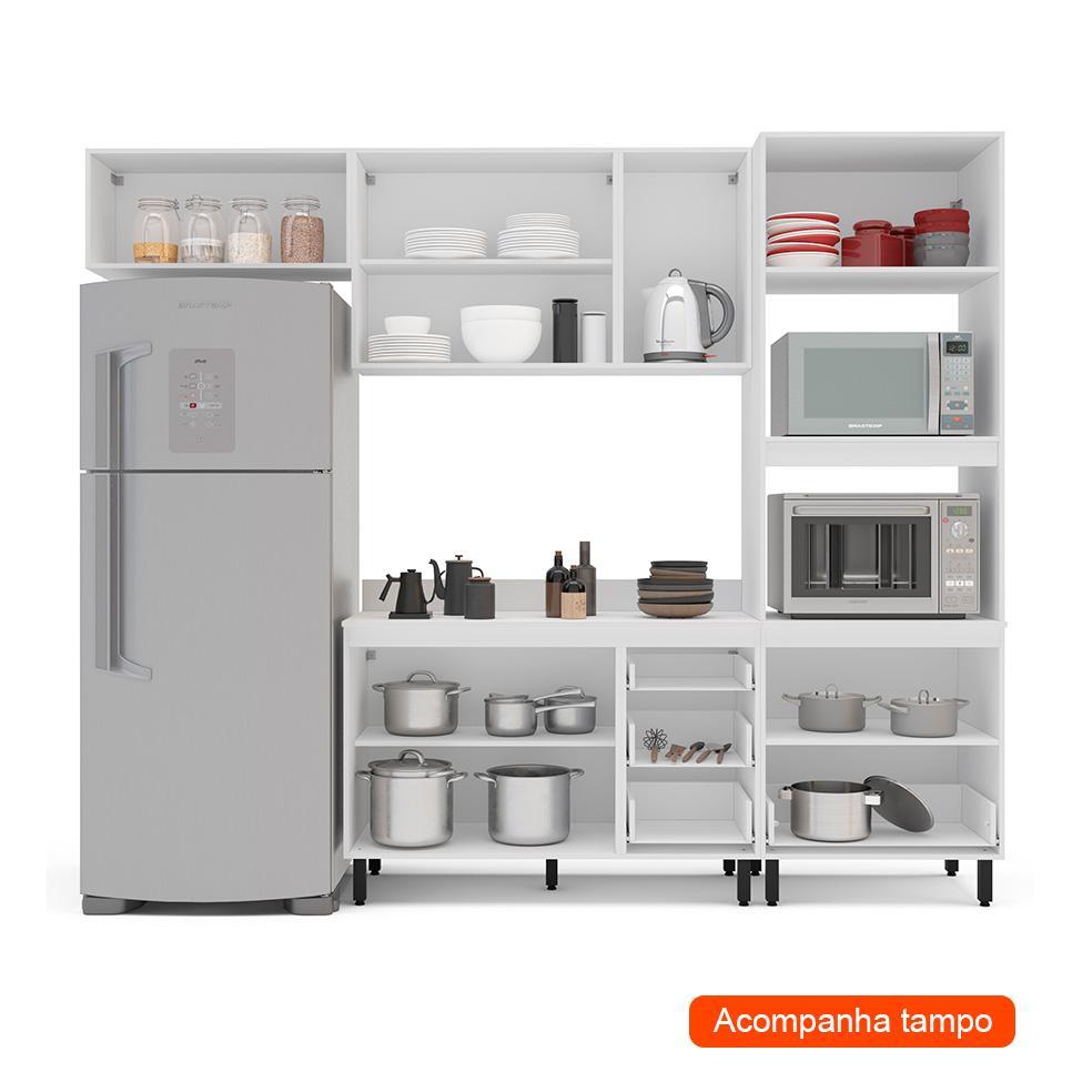 Cozinha Completa com Tampo Meena 8 Portas 4 Gavetas Verde e Branca - 2