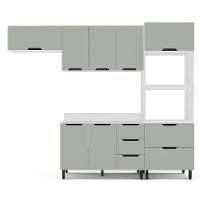 Cozinha Completa com Tampo Meena 8 Portas 4 Gavetas Verde e Branca - 5