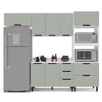 Cozinha Completa com Tampo Meena 8 Portas 4 Gavetas Verde e Branca - 6