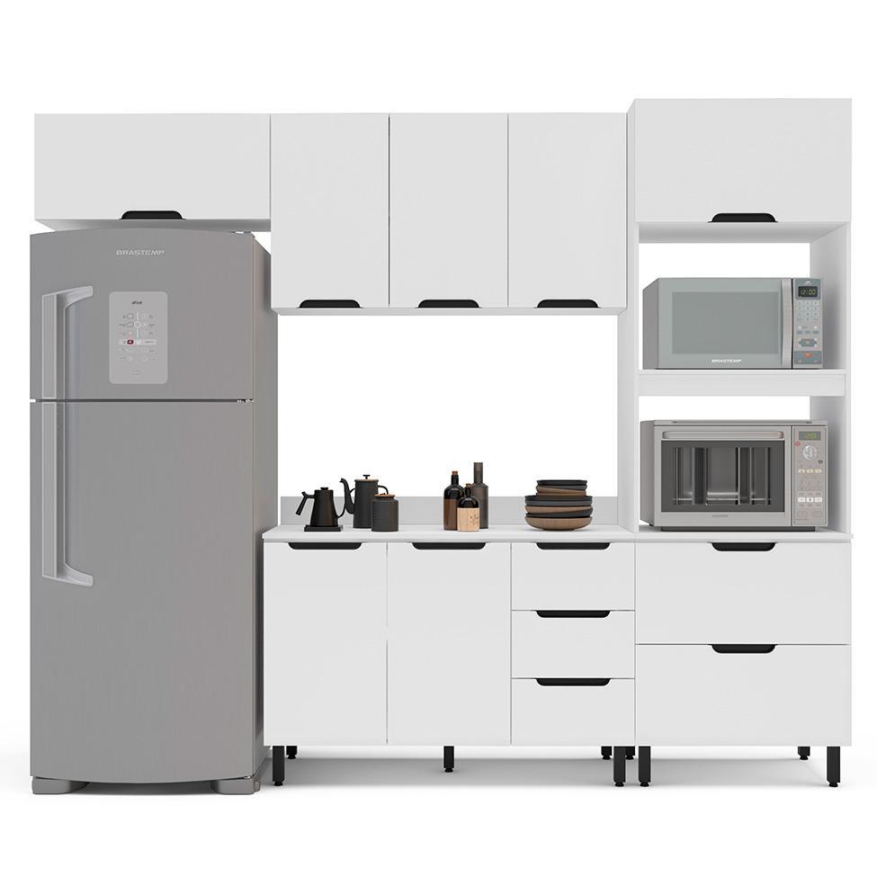 Cozinha Completa com Tampo Meena 8 Portas 4 Gavetas Branca - 6