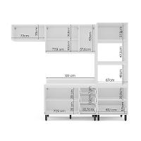 Cozinha Completa com Tampo Meena 8 Portas 4 Gavetas Branca