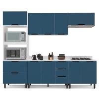 Cozinha Completa com Tampo Meena 10 Portas 4 Gavetas Azul e Branca - 6