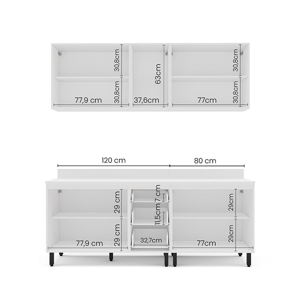 Cozinha Completa com Tampo Meena 9 Portas 3 Gavetas Azul e Branca - 4