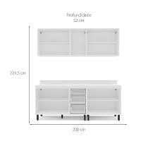 Cozinha Completa com Tampo Meena 9 Portas 3 Gavetas Azul e Branca - 3