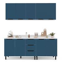 Cozinha Completa com Tampo Meena 9 Portas 3 Gavetas Azul e Branca - 6