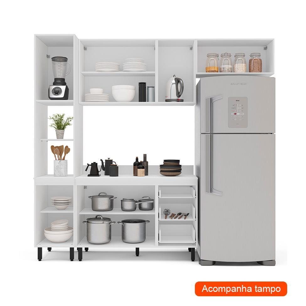 Cozinha Completa com Tampo Meena 8 Portas 3 Gavetas Branca - 2