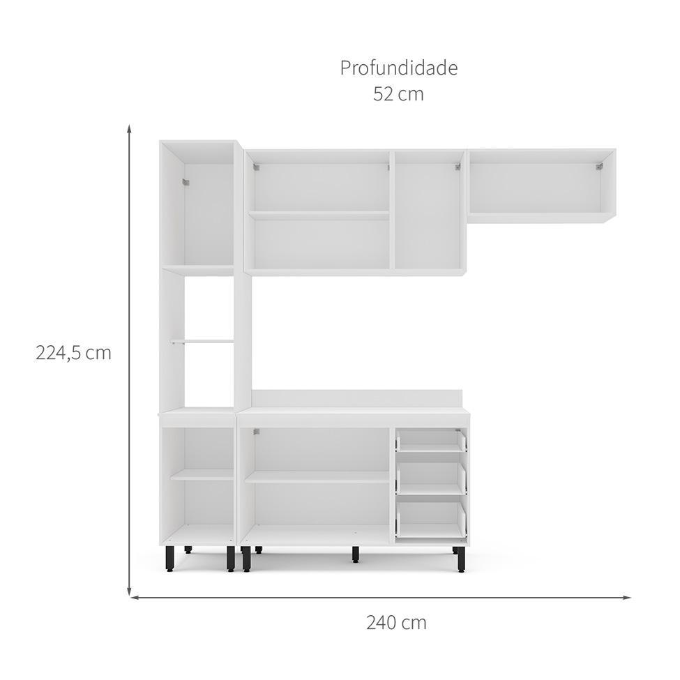 Cozinha Completa com Tampo Meena 8 Portas 3 Gavetas Branca - 3