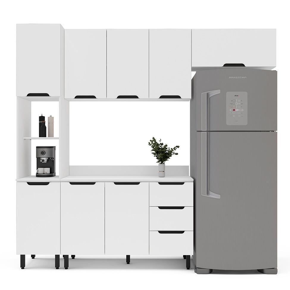 Cozinha Completa com Tampo Meena 8 Portas 3 Gavetas Branca - 6