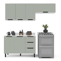 Cozinha Completa com Tampo Meena 6 Portas 3 Gavetas Verde e Branca - 6