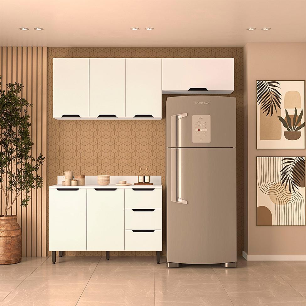 Cozinha Completa com Tampo Meena 6 Portas 3 Gavetas Branca - 1