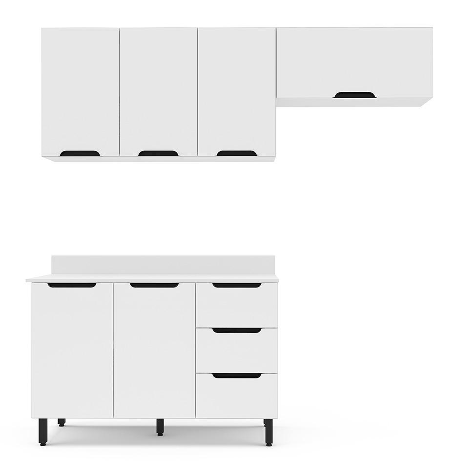 Cozinha Completa com Tampo Meena 6 Portas 3 Gavetas Branca - 5