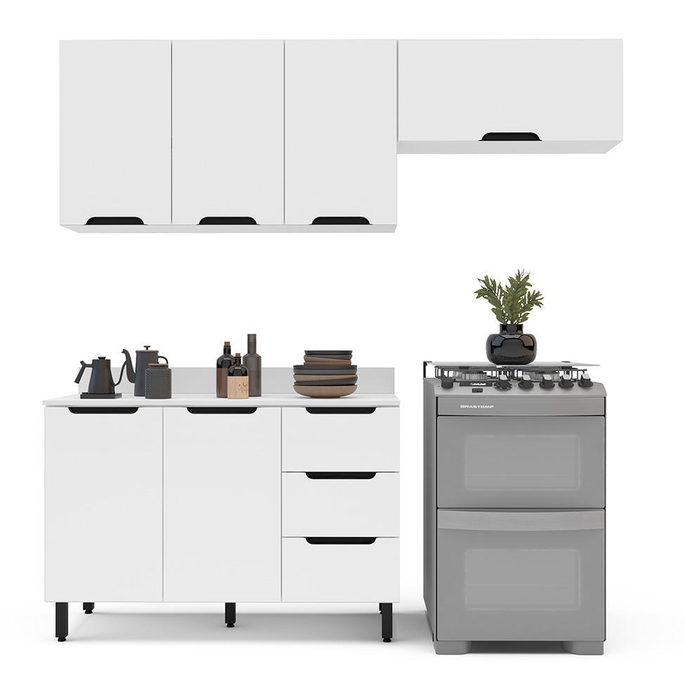 Cozinha Completa com Tampo Meena 6 Portas 3 Gavetas Branca - 6