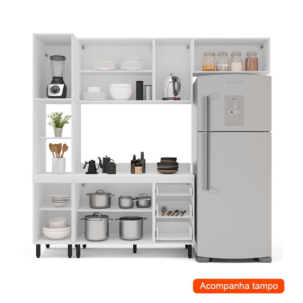 Cozinha Completa com Tampo Meena 8 Portas 3 Gavetas Azul e Branca - 2