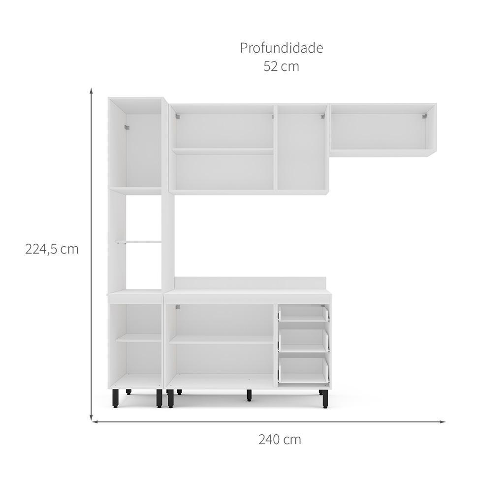 Cozinha Completa com Tampo Meena 8 Portas 3 Gavetas Azul e Branca - 3