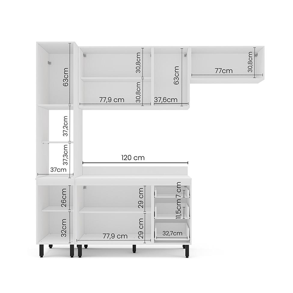Cozinha Completa com Tampo Meena 8 Portas 3 Gavetas Azul e Branca - 4