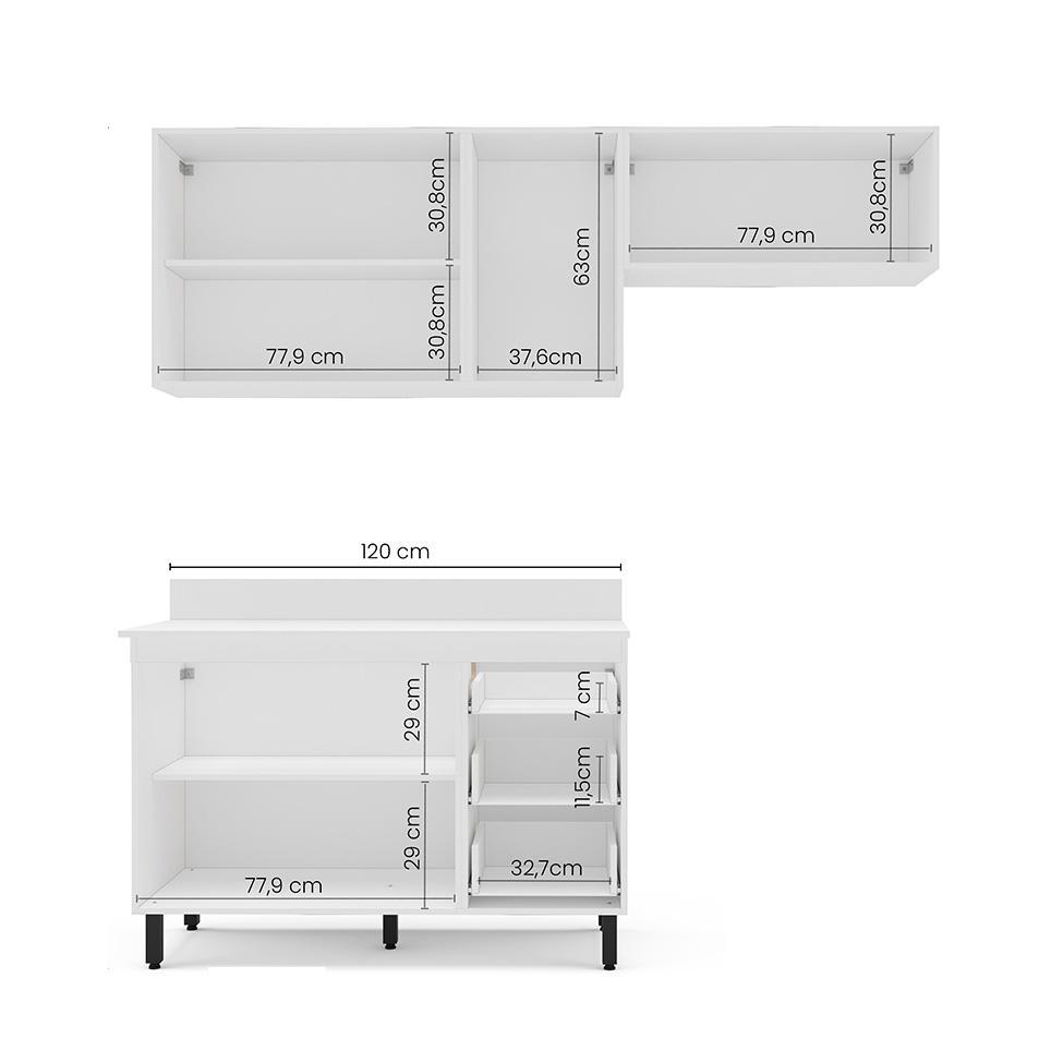 Cozinha Completa com Tampo Meena 6 Portas 3 Gavetas Azul e Branca - 4