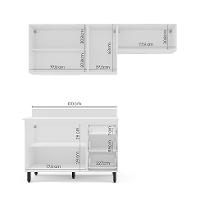 Cozinha Completa com Tampo Meena 6 Portas 3 Gavetas Azul e Branca