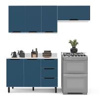 Cozinha Completa com Tampo Meena 6 Portas 3 Gavetas Azul e Branca - 6