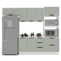 Cozinha Completa com Tampo e Rodapé Meena 8 Portas 4 Gavetas Verde e Branca - 6
