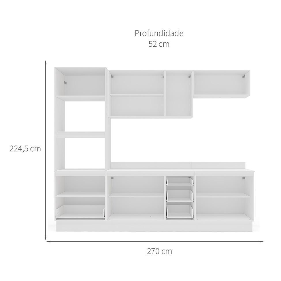 Cozinha Completa com Tampo e Rodapé Meena 10 Portas 4 Gavetas Verde e Branca - 3