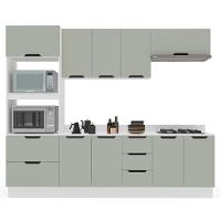 Cozinha Completa com Tampo e Rodapé Meena 10 Portas 4 Gavetas Verde e Branca - 6