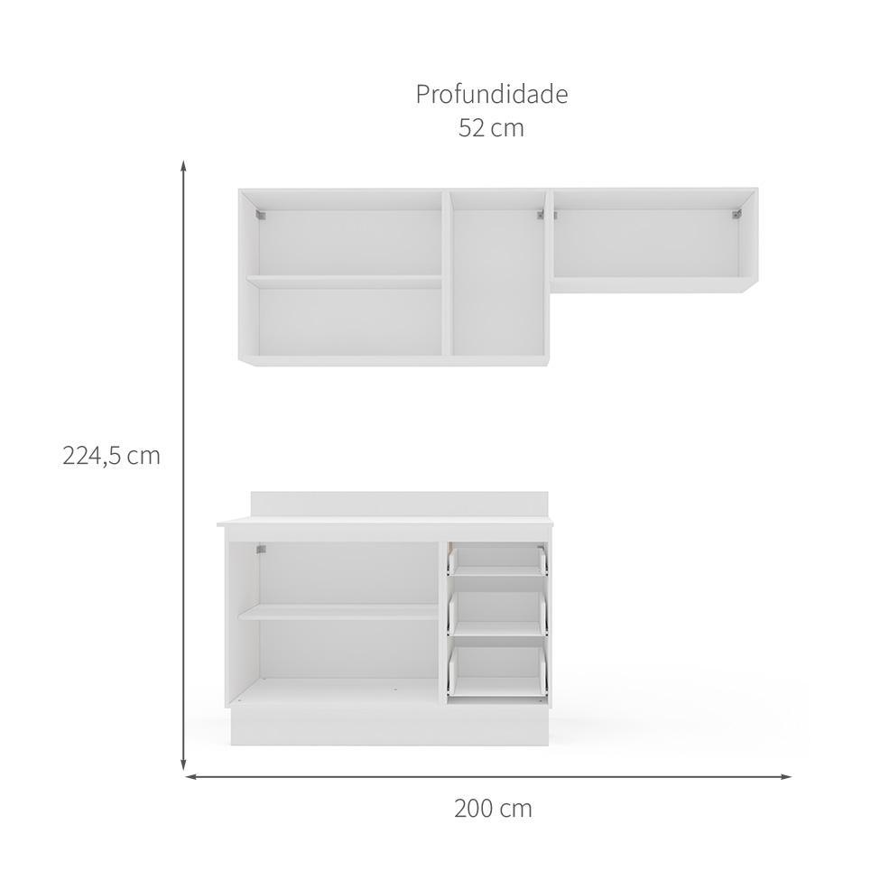 Cozinha Completa com Tampo e Rodapé Amara 6 Portas 3 Gavetas Branca - 3