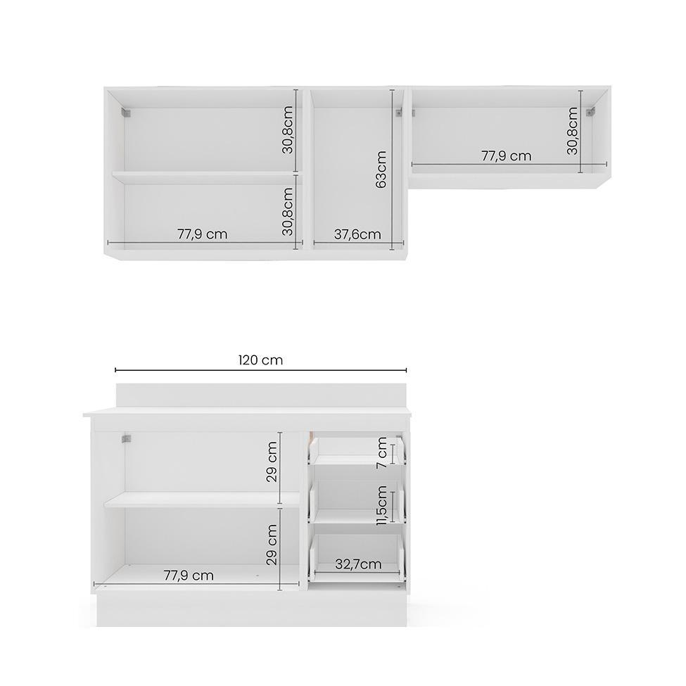 Cozinha Completa com Tampo e Rodapé Amara 6 Portas 3 Gavetas Branca - 4