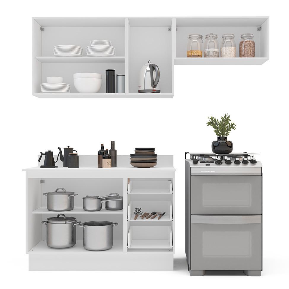 Cozinha Completa com Tampo e Rodapé Amara 6 Portas 3 Gavetas Branca - 8