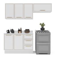 Cozinha Completa com Tampo e Rodapé Amara 6 Portas 3 Gavetas Branca - 6