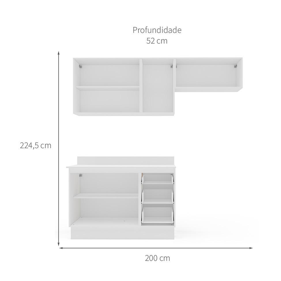 Cozinha Completa com Tampo e Rodapé Amara 6 Portas 3 Gavetas Azul e Branca - 3
