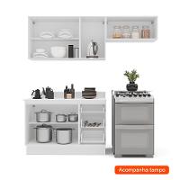 Cozinha Completa com Tampo e Rodapé Amara 6 Portas 3 Gavetas Azul e Branca - 2