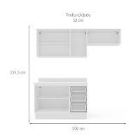 Cozinha Completa com Tampo e Rodapé Amara 6 Portas 3 Gavetas Azul e Branca - 3