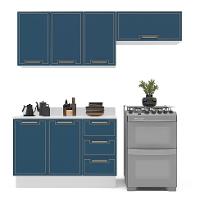 Cozinha Completa com Tampo e Rodapé Amara 6 Portas 3 Gavetas Azul e Branca - 6