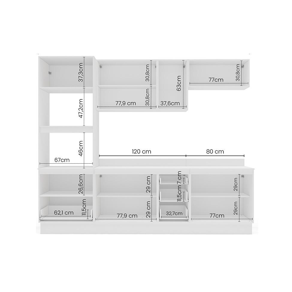 Cozinha Completa com Tampo e Rodapé Amara 10 Portas 4 Gavetas Creme e Branca - 4