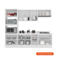 Cozinha Completa com Tampo e Rodapé Amara 10 Portas 4 Gavetas Creme e Branca - 2