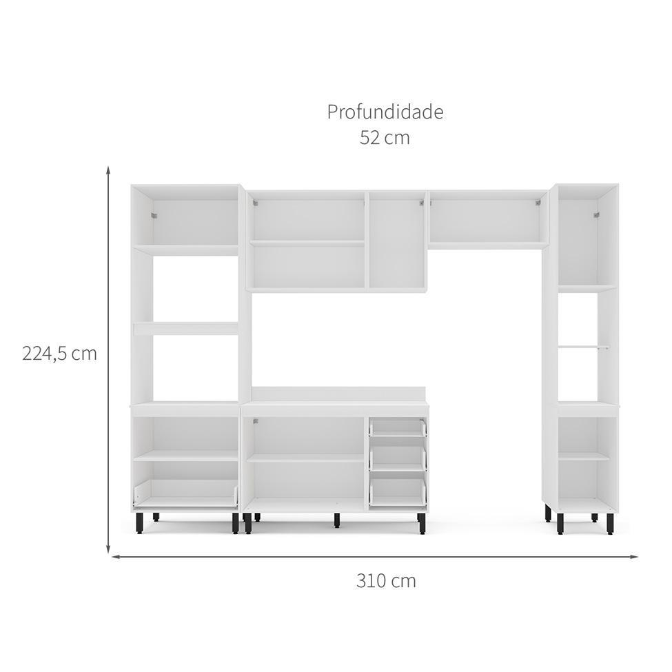 Cozinha Completa com Tampo e Paneleiro Amara 10 Portas 4 Gavetas Verde e Branca - 3