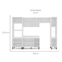 Cozinha Completa com Tampo e Paneleiro Amara 10 Portas 4 Gavetas Verde e Branca - 3